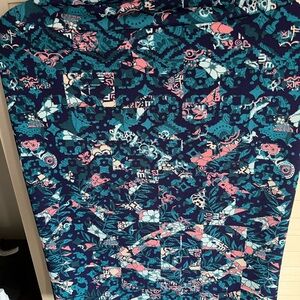 LuLaRoe Teal and Pink Patterned Skirt